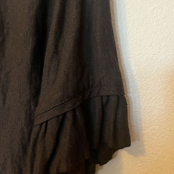 Women's Walter Kimono Jacket SZ XS Wool Brown Ruffle - Picture 12 of 16